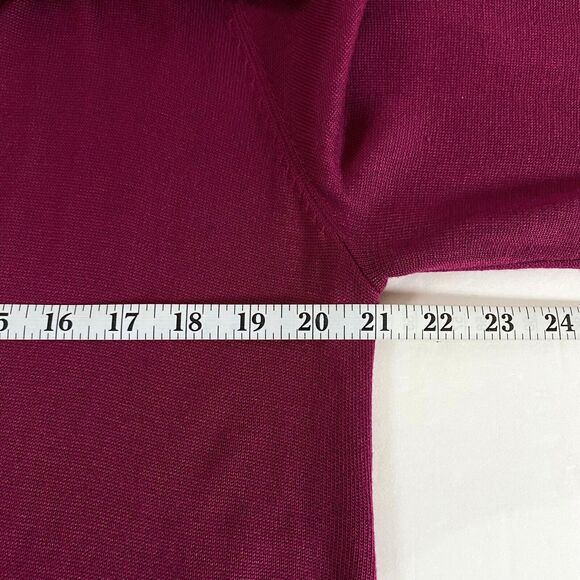 Chicos Semi Sheer Long Cardigan Sweater Womens Size 2 (XL) Burgundy Open Front - Picture 11 of 14